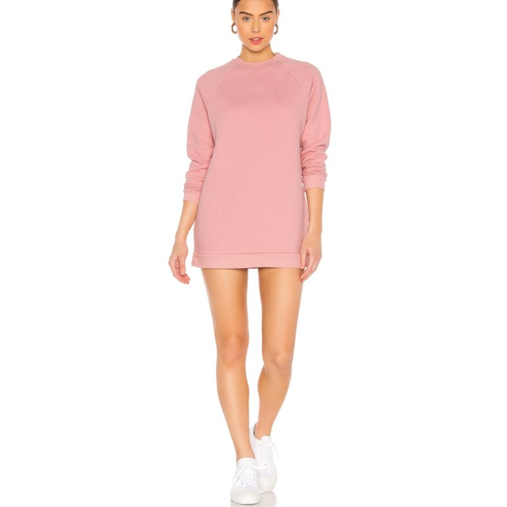 Lovers Friends Jenn Sweatshirt Dress Salmon Fleece Fuzzy Long Sweater Tunic Warm